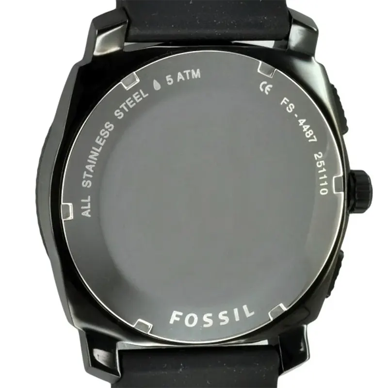 Fossil Machine Black Chronograph Silicone Men's Watch- FS4487